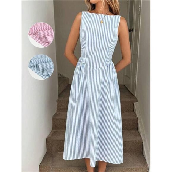 Sleeveless Striped Midi Dress - Picture 6 of 16